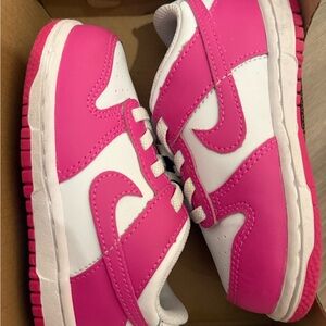 Nike Pink and White Low-Top Sneakers